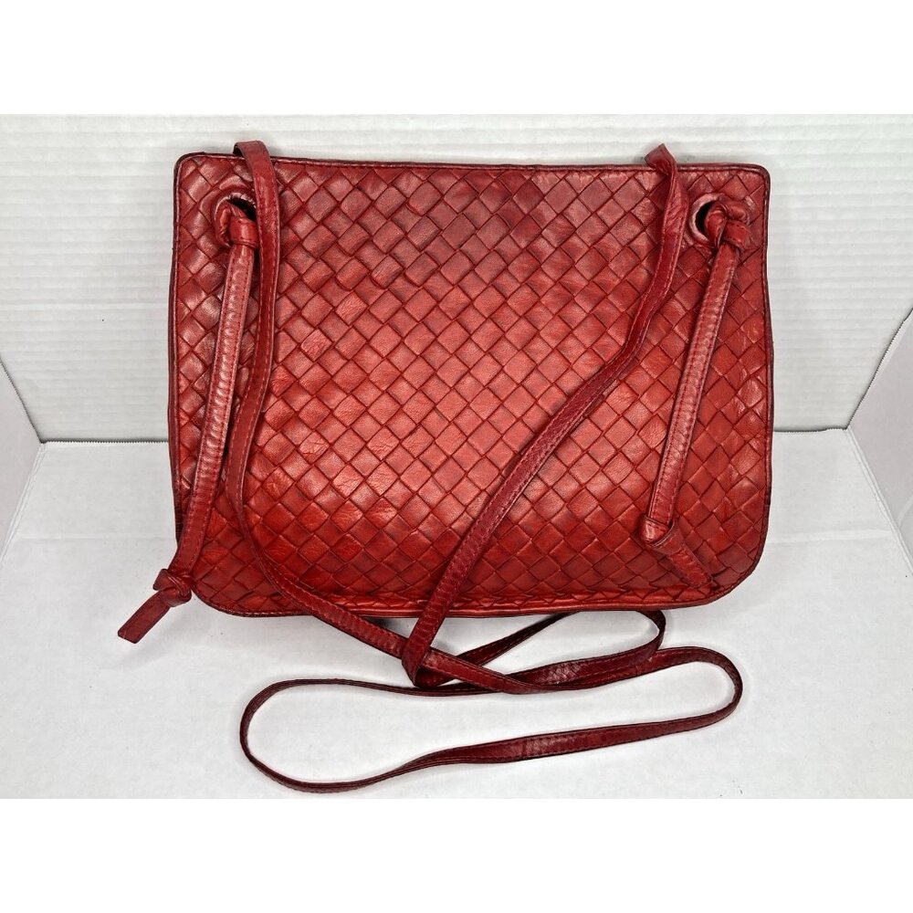 Bottega Veneta Vintage Red Intrecciato Napa Leather Crossbody bag